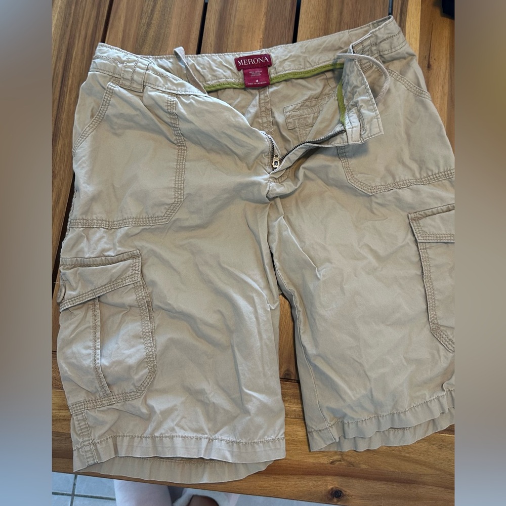 Vintage khaki cargo utility shorts